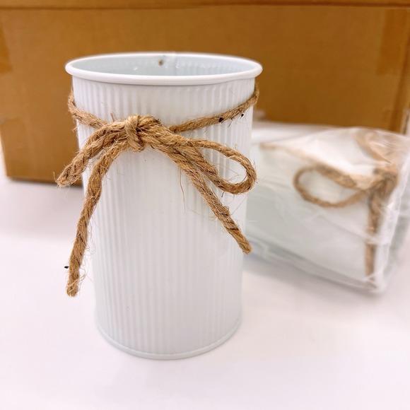 8 Farmhouse Vase Galvanized Metal 4.33 in Decor Vintage Flower Vase WEDDING NEW! - Picture 9 of 12